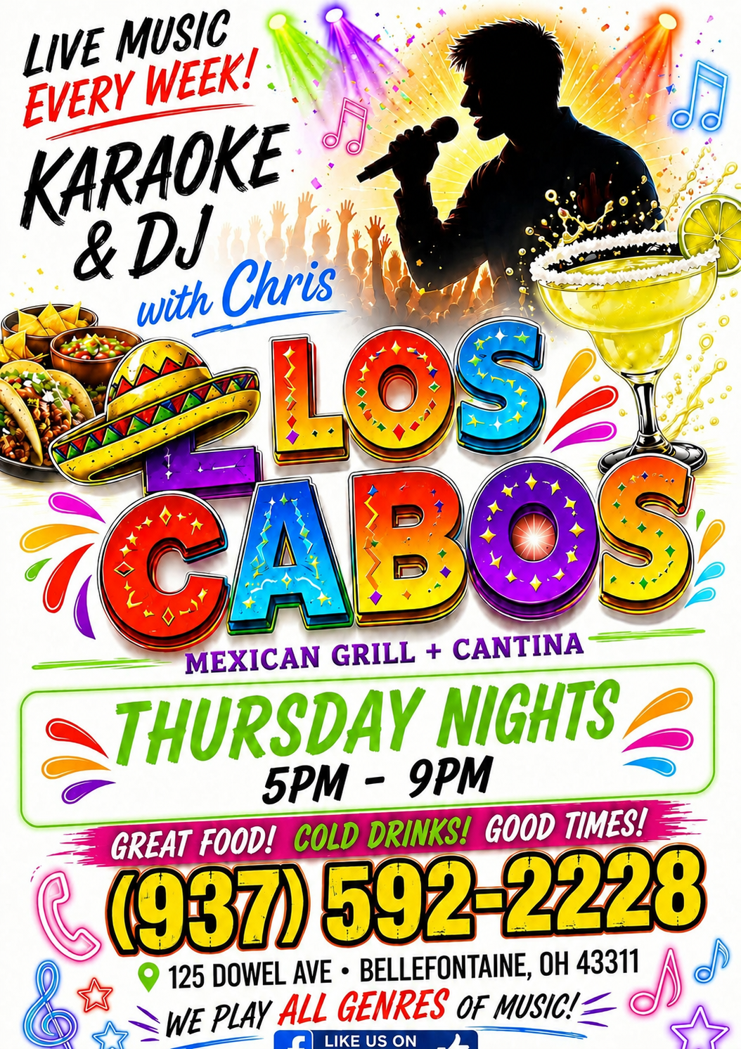 Thursday karaoke night poster for Los Cabos