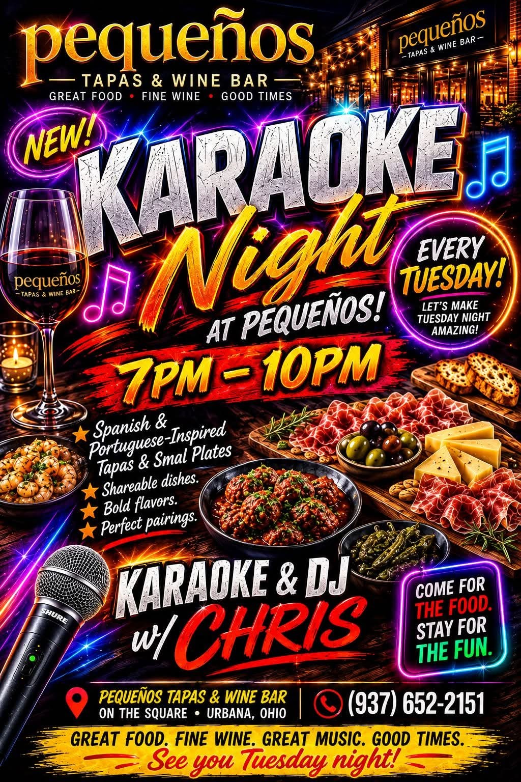 Karaoke Night every Tuesday from 7 PM to 10 PM at Pequeños